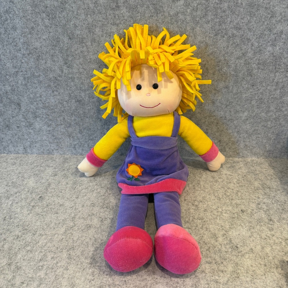 Vintage Rag‎ Tops Rag Doll by Well Made Toys 1999 Yellow Hair Purple Dress